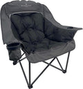 Black Sierra Plush XL Padded Camping Chair for Adults, Oversized Heavy Duty Folding Seat Supports 400 lbs, Plush Comfort with Cup Holders & Carry Bag for Camping, Tailgating, Patio, RV