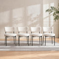 White Boucle Dining Chairs Set of 4, Modern Dining Room Chair with Larger Curved Backrest & Sturdy Metal Legs, Sturdy Construction Round Upholstered Dining Chairs for Kitchen, Living Room