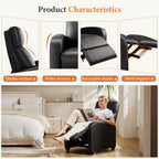 Sweetcrispy Recliner Chair PU Leather Recliner Sofa No Massage, Home Theater Seating with Lumbar Support, Adjustable Push Back Overstuffed High-Density Sponge Reclining for Living Room, Black