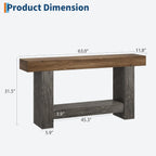 Garvee 63" Farmhouse 2-Tier Console Table for Entryway, Brown and Grey | Sofa Table with Storage, Sturdy U-Shaped Base, Long Entryway Table for Living Room, Easy Assembly