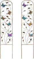 SUNNYPARK Set of 2 Butterfly Metal Garden Trellis for Climbing Plants, Decorative Vegetables Flowers Vine Trellis for Outdoor Patio 60'' H x 11'' W