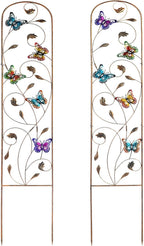 SUNNYPARK Set of 2 Butterfly Metal Garden Trellis for Climbing Plants, Decorative Vegetables Flowers Vine Trellis for Outdoor Patio 60'' H x 11'' W