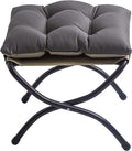 15" Upholstered Folding Foot Rest Stool with Foldable Metal Frame Dark Grey