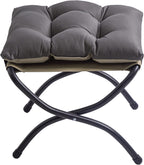 15" Upholstered Folding Foot Rest Stool with Foldable Metal Frame Dark Grey