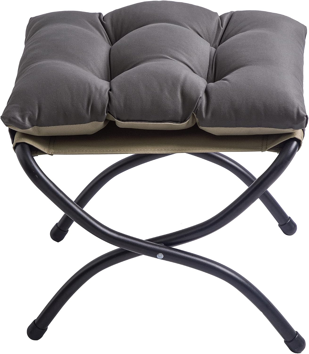 15" Upholstered Folding Foot Rest Stool with Foldable Metal Frame Dark Grey