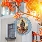Virgin Mary Prayer Wind Spinner, Metal Wind Spinners Outdoor Indoor,Virgin Mary Hanging Garden Decor for Outside, Stainless Wind Spinners for Yard and Garden 10 inch 3D (25.76X25 CM)