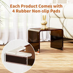 Acrylic Step Stool Small Clear Acrylic Foot Stool for Bathroom Bedroom Kitchen with Non-Slip,Holds Up to 250lbs (Dark Brown, 12.6'' x 9'' × 9.8'')