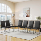 Modern Leather Dining Chairs, Set of 6 | Upholstered Padded Seats with Sturdy Metal Legs, Armless Kitchen & Dining Room Furniture for Home (Black, Set of 6)