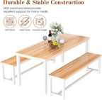 DKLGG Dining Table Set for 4, Wooden Kitchen Table with 2 Dining Bench | 47.2” Farmhouse Dining Room Table Set, Space Saving Table and Chairs Set for Small Space, Kitchen,Dining Room,Apartment