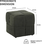 Green Cube Ottoman, Foot Rests Pouf Soft and Comfortable Corduroy Woven Design, Foot Rest for Couch for Living Room, Bedroom, Square Pouf Ottoman 14.2" (Green)