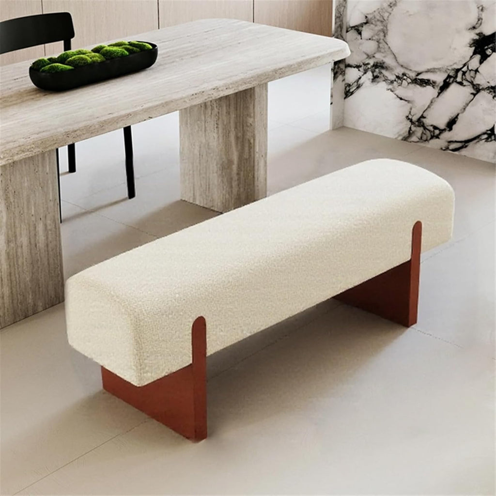 Modern Wooden Bed end Bench Dining Table Upholstered Shoe Changing Dressing Room Rest Area Entryway(Large)