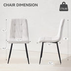 Corduroy Dining Chairs Set of 4, Modern Upholstered Fabric Kitchen Chairs with Metal Legs Adjustable Pads, White