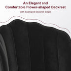 VECELO Velvet Dining Chairs Set of 2, Modern Upholstered Kitchen Chairs with Thick Cushions, Curved Padded Backrest and Metal Legs, for Kitchen, Dining Room, Living Room, Black
