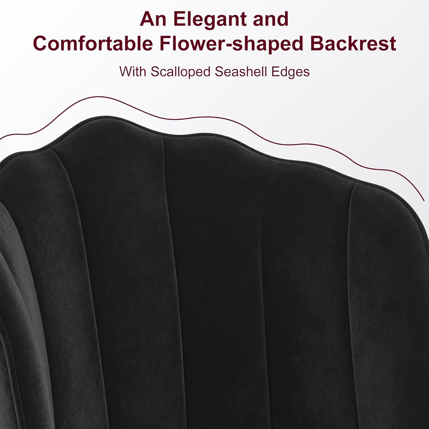 VECELO Velvet Dining Chairs Set of 2, Modern Upholstered Kitchen Chairs with Thick Cushions, Curved Padded Backrest and Metal Legs, for Kitchen, Dining Room, Living Room, Black