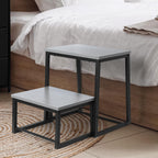 LIANTRAL 2 Step Stool for Adults, 2 in1 Foot Stool for High Bed, Kitchen,RV | Heavy Duty, Non-Slip, Steel Frame & Wooden Steps, 500lbs Load Capacity, Gray