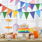 G2PLUS Pre-Strung Burlap Pennant Banner, 39Ft Rainbow Triangle Flag Bunting, 36pcs Pennant Banner Flags Garland for Birthday, Holidays and Theme Party Decorations