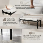 CIMOTA Modern Linen End of Bed Bench, Upholstered Bedroom Ottoman Bench Entryway Bench for Hallway/Dress Room/Living Room, Window Ottoman Bench with Solid Wood Legs, 54 Inch Long, White