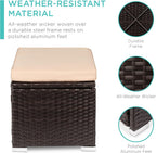 Best Choice Products Set of 2 Wicker Ottomans, Multipurpose Outdoor Furniture for Patio, Backyard, Additional Seating, Footrest, Side Table w/Storage, Removable Cushions - Brown/Beige