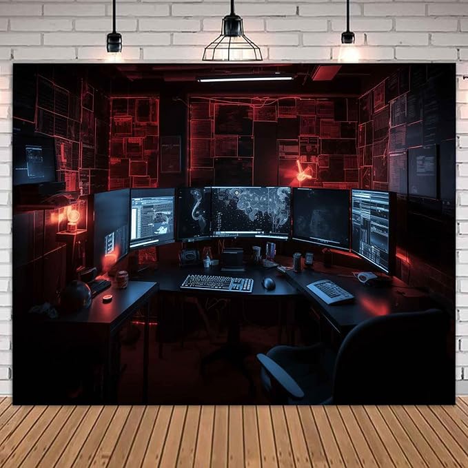 Computer Photo Backdrop Computers Hacker Room Background for Photography Party Room Decorations Photo Booth Props Supplies YUNBSJ007