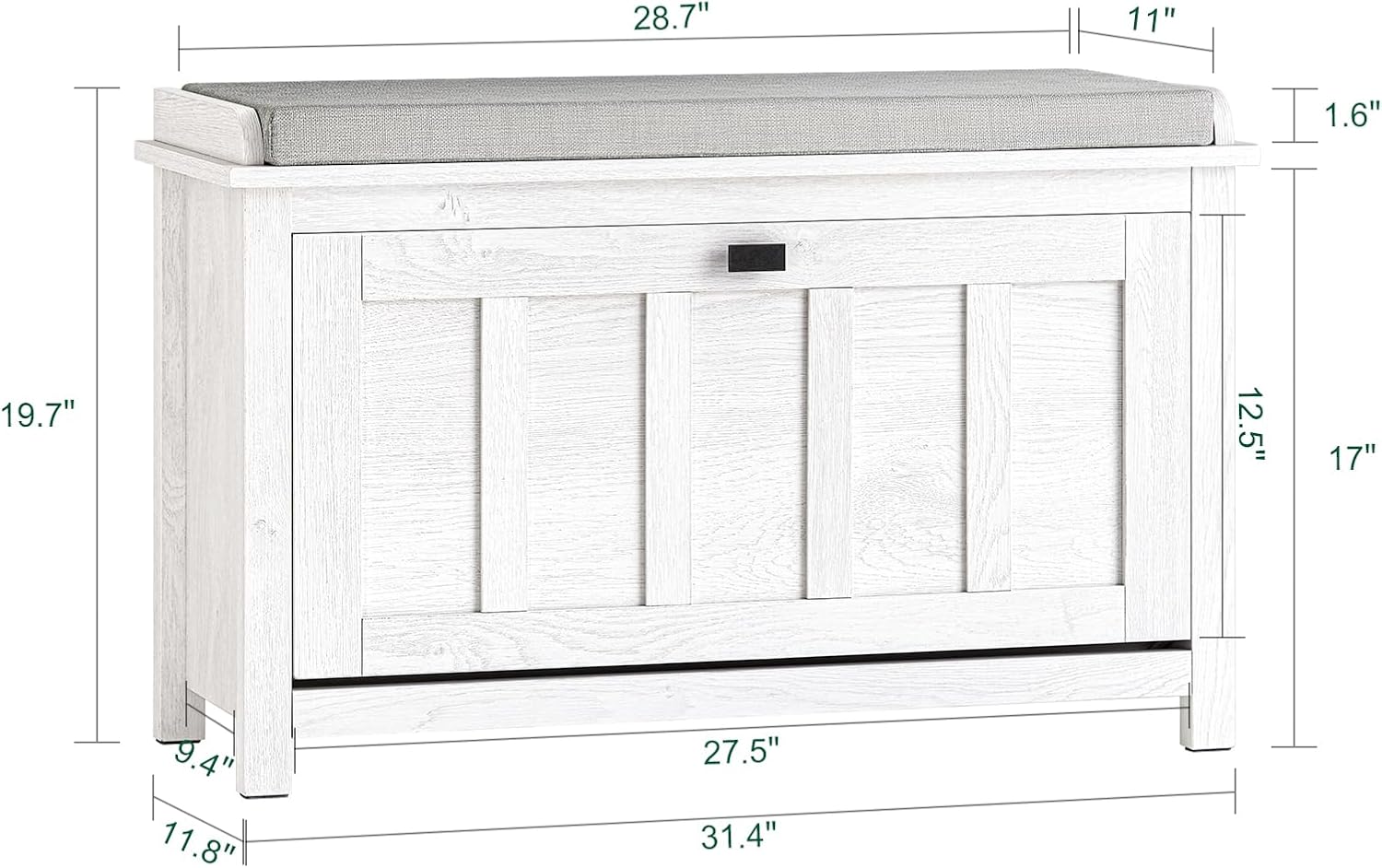 Haotian Farmhouse Shoe Storage Bench with Cushion