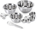 COOK WITH COLOR Stainless Steel Mixing Bowls Set - Nesting Bowls with Non-Slip Bottom and Easy-Grip Handles, Silver, 12 Pieces