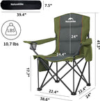 Naturehike Oversized Camping Chair with Cooler Bag, Heavy Duty Lawn Chair Support 450 LBS, Portable Padded Outdoor Folding Chair, 2 Pack