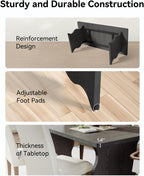 LITTLE TREE Modern Dining Table for 4-6 People, 63 Inch Rectangular Kitchen Table, Wooden Kitchen & Dining Room Tables Furniture, Black