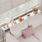 Gewudraw 70 in Skinny Sofa Table Behind Couch, Console Table with Oulets & USB Ports for Hallway, Entryway,Living Room, Bedroom, White