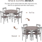 VECELO 5 Piece Dining Table Set for 4, Wood Grain Dinette with Chairs for Kitchen, Breakfast Nook, Small Space, Light Grey