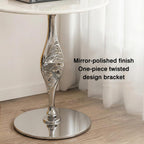 Marble Side Table/Small Round Table – Suitable for Living Room or Bedroom (as a Bedside Table)