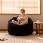 Bean Bag Chairs for Teens, 3FT Bean Bag with Memory Foam Filling, Bean Bag Chairs with Plush Microfiber Removable Cover, Cozy Sofa for Reading, Gaming- Black
