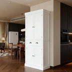 VINGLI 71-Inch White Storage Cabinets with Drawers, Freestanding Pantry Cabinets with Doors and Shelves Adjustable, Wood Farmhouse Kitchen Pantry Cupboard