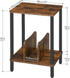 HOOBRO Small End Table, 2-Tier Record Player Stand Vinyl Record Turntable Stand with Storage up to 100 Albums, Small Side Table for Living Room, Bedroom Rustic Brown, FG05RS01