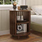 Round End Table Set of 2,Wood Side Tables for Living Room,Walnut