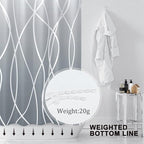 Punkray Ombre Grey Shower Curtain for Bathroom with Hooks, White Shower Curtain Set, Stripe Bath Curtains Decorative Shower Curtains Water Repellent Washable, 72 x 72