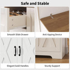 Kitchen Pantry Cabinet with 8 Drawers & Arched Open Shelf, Tall Farmhouse Storage Cabinet with Charging Station & RGB LED Light, Coffee Bar Cabinet for Dining Room, White