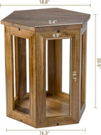 MyGift Hexagon Acacia Wood End Table with Shelf – 20-Inch Tall Small Side Table for Living Room or Bedroom