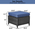 Belord Outdoor Furniture Ottoman Set of 2 Patio Seating Footstool All-Weather Rattan Wicker Ottoman Seat with Soft Cushions for Patio Furniture Set