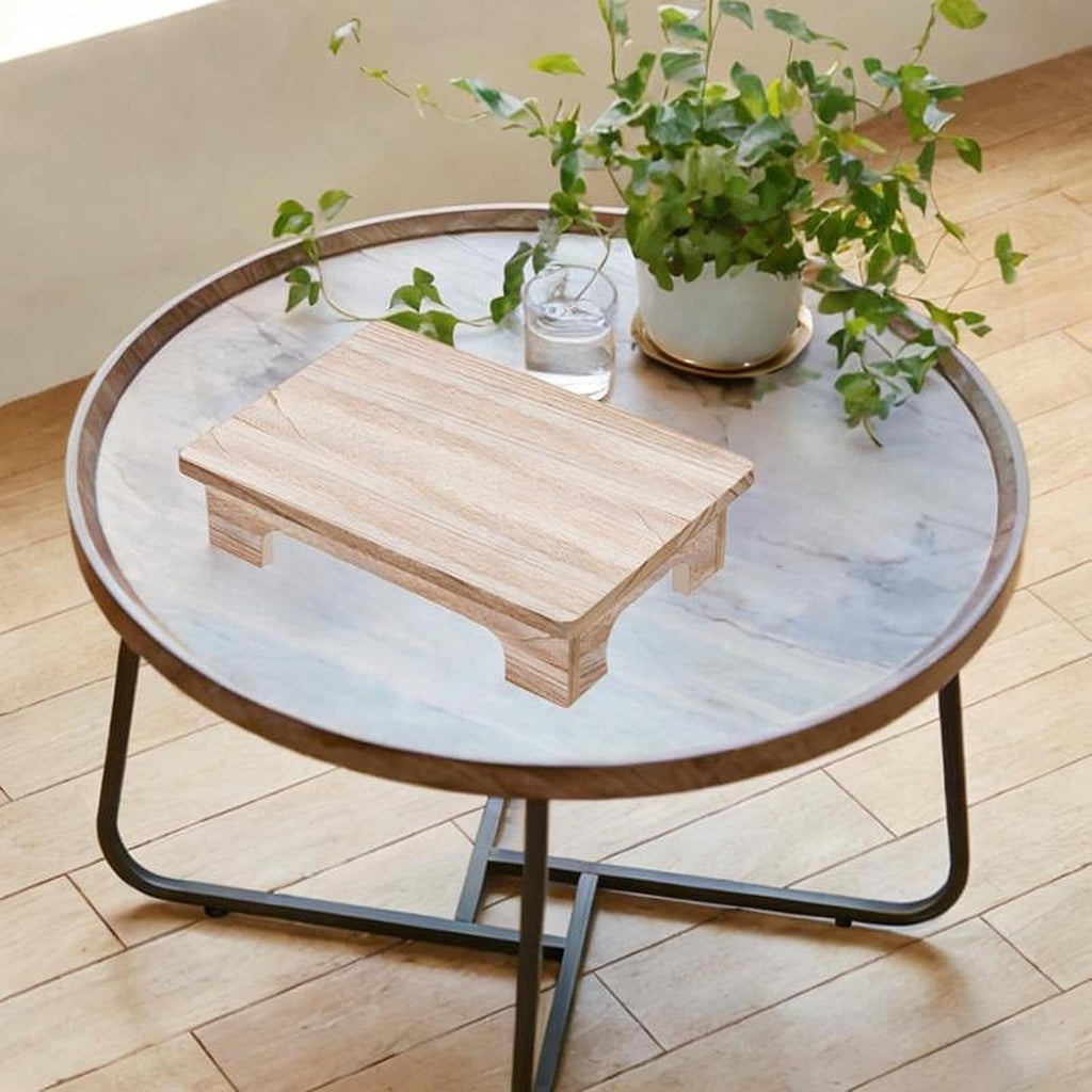 Wood Low Coffee Table Functional Stool for Meditation and Relaxation, Wood Color, 40x28x10cm
