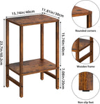 YUFAM Side Table End Table Tall Night Stand 2-Tier for Living Room Bedroom Bathroom Office Furniture Brown