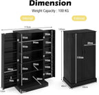 GiantexUK Kitchen Cupboard, Wooden Buffet Pantry Cabinet with 17 Shelves and 2 Doors, Multifunctional Storage Organizer for Living Room Dinning Room (Black, 60 x 40 x 120cm)