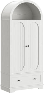 IRONCK 70.9 in Kitchen Pantry with Large Drawer Adjustable Shelves | kitchen pantry; 2 doors; large drawer; adjustable shelves; arched open shelving
