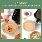 Air Fryer Paper Liner, Unbleached & Biodegradable Material, Disposable Non-stick Parchment Paper for Frying, Baking, Roasting & Grilling (100Pcs-6.3")