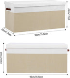 Extra Large Toy Storage Box with Lid,Toy Chest Bin Basket with Dividers | Sturdy Toy Organizer Bin for Kids, Boys, Girls, Nursery, Closet, Bedroom, Playroom 35.5"x17" x17" (Beige and White)