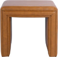 HomePop 19" Modern Channel Tufted Ottoman - Carmel Brown Faux Leather