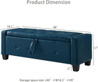 Storage Bench for Bedroom – Upholstered Tufted Ottoman Bench with Legs, 48" Faux Leather Ottoman with Storage with Safety Hinge, End of Bed Benchs for Bedroom Living Room Entryway