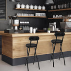 Thyle 1 Pcs 27.5 Inch Folding Bar Stool with Backrest Tall Foldable Stool Chair with Cushioned Padded Portable Collapsible Counter Height Chair for Kitchen Island Shop Cafe Dining Room