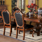 7-Piece Dining Kitchen Set with Dining Extendable Table, 4 Side Chairs and 2 Arm Chairs, Set for 6 Persons, Cherry (A)
