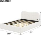 SOFTSEA Queen Size Cloud Bed Frame with Headboard, Boucle Upholstered Platform Bed Frame with Soft Rounded Corners, Wood Slat Support, No Box Spring Needed, Noise-Free, White