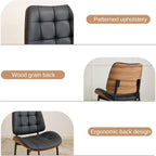Upholstered Dining Chairs Set of 6, Mid Century Modern Faux Leather Dining Chairs with Walnut Bentwood Back and Metal Legs for Dining Room, Restaurant, Café, Black